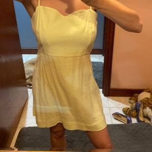 Neon yellow spaghetti strap linen dress